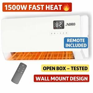 Wall-Mounted Space Heater with ECO Thermostat and Remote Control JNDRO